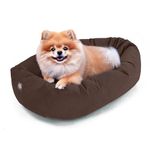 Majestic Pet Suede Shredded Memory Foam Mix Calming Dog Bed Washable - Cozy Soft Round Dog Bed with Spine for Head Support - Fluffy Donut Dog Bed, 24 Inch, Chocolate