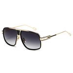 kimorn Sunglasses For Men Retor Goggle Metal Frame Classic Eyewear AE0336 (Gold Frame Grey Lens, 62)