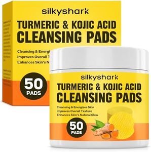 SilkyShark Turmeric Kojic Acid Cleansing Pads (50 Count), Kojic Acid and Turmeric Cleansing Pads, Facial Radiance Pad, Exfoliating Face Pad for Dark Spots, Suitable for All Skin Types