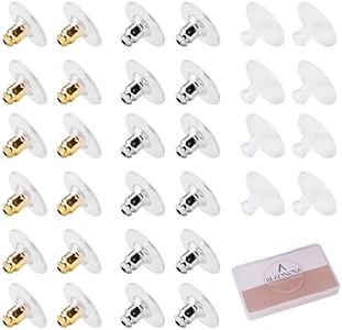 BEADNOVA Earring Backs Lifter Replacements for Droopy Ears Bullet Clutch with Pad Disc Plastic Earring Backings Pierced Earring Back for Posts Secure Locking for Heavy Studs Earring Nut Stopper 210pcs