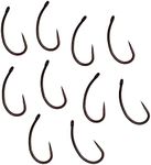 Carp On - Packs of 10 CURVED SHANK Fishing Hooks Eyed - Barbless or Micro Barbed Size 6 or 8 Camo Green Or Brown - Made From Teflon Coated Carbon Steel (Barbless - Camo Brown, Pack of 10 - Size 6)