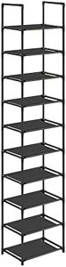 SONGMICS 10-Tier Shoe Rack, Shoe Stand, Space-Saving Shoe Storage, 33 x 33 x 173 cm, Metal Frame, Non-Woven Fabric Shelves, for Hallway, Bedroom, Black LSR110B02