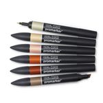 Winsor & Newton 0290160 Professional Earth Tones Marker Set, Khaki/Sandstone/Tan/Terracotta/Walnut/Umber