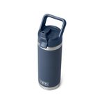 YETI Rambler 18 oz (532 ml) Stainless Steel Water Bottle with Straw Cap (Navy) – Insulated Drinks Bottle with 100% Leakproof Straw Cap – 5 Year Warranty