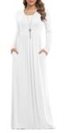 VIISHOW Women's Long Sleeve Solid Pockets Plus Maxi Long Dress with Elastic Waistband(White,2X-Large)