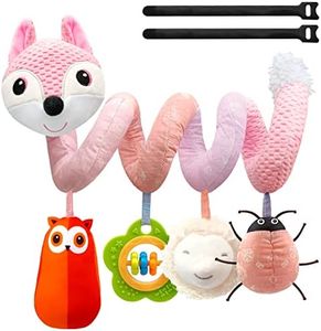 MONSTIME Car Seat Toys Newborn Toys, Stroller Toys Baby Toys 0-3 Months Infant Toys, Baby Toys for Carseat Stroller Crib with Music Rattles Teether, Baby Toys for 0 3 6 9 12 Boys Girls Enfants (Pink)