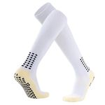 NHCDFA Football Socks, Grip Socks Football Football Grip Socks, Anti-Slip and Thicken Cushion Football Grip Socks Sport Socks Ankle Length Socks for Running Gym Indoor Training (IN, Alpha, L, White)