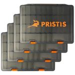 Pristis 4pcs Tackle Trays, 10.1"L 3600 High Strength Plastic Lure Storage, Container with Removable Dividers, Portable Tool Box for Hardware Fitting & Fishing Parts, Adjustable Compartment Organizer