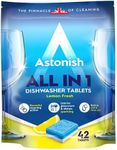 Astonish All In 1 Dishwasher Tablets - Household Cleaner Removes Grease, Grime, & Surface Stains - Dishwasher Soap with Salt & Rinse Aid, Cruelty Free Dishwasher Detergent, Lemon Fresh, 42 Pack