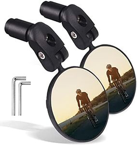 LWPITTY Bike Mirrors 2pcs Bar End Bicycle Mirrors for Handlebars Bicycle Cycling Lightweight Rear View Mirrors, Safe Rearview Mirror with a Bike Mirror for Mountain Road Bike Bicycle