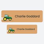 50 x No Iron Medium Personalised Stick On Waterproof Washable Name Labels Great for Clothes, School Uniform, Equipment, Shoes and Much More. School, Nursery, Day Care, Hospital - Green Tractor