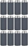 TahoeBay 12 Slim Can Sleeves - Blank Neoprene Beer Coolers – Compatible with 12oz RedBull, Michelob Ultra, White Claw Spiked Seltzer (Charcoal, 12)