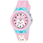 Shocknshop Nylon Led Luminous Child Kids Children Cute Cartoon Multi Color Lights Analogue Watch For Girls (Rabbit Pink Colored Dial & Strap) -W327