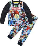 DYWPYCLQ Kids Boys' Pyjama Sets Fashion Sleepwear T-shirt+Pants 2 sets Game Cartoon 3D leisure wear Girls' clothing 9-10Years Black