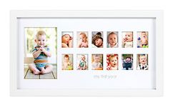 Pearhead Photo Moments Baby First Year Keepsake Frame, White