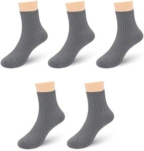 SERISIMPLE Viscose Bamboo Stretch Kids Ankle Socks Breathable Lightweight for Toddler Preschool Thin Soft Baby Socks 5 Pairs (Gray, Medium)