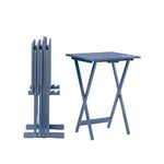 Linon SAMM Navy Trey Table Set with Compass Accent Includes Four Trey Tables and Stand