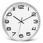 Laigoo 10 inch Analog Wall Clock White, Silent Non-Ticking, Decorative Modern Wall Clock Battery Operated for Living Room Bathroom Bedroom Kitchen Office School