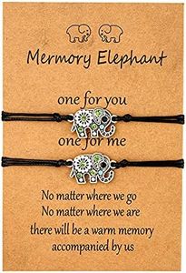 Matching Long Distance Relationship Bracelets for Couples Mom Daughter Best Friend Bracelets for 2 Elephant Gifts Bracelets Message Gift Card