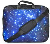 TaylorHe 15.6 inch 15 inch 16 inch Hard Wearing Nylon Laptop Carry Case Colourful Laptop Shoulder Bag with Patterns, Side Pockets Handles and Detachable Strap Blue Stars in Space