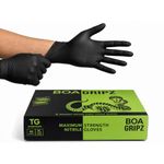 TG TOUGH GLOVE BOA Gripz (XL) Nitrile Gloves (Pack Of 50) | Strong Black Disposable Gloves | Diamond Textured | Powder & Latex Free Strong Midweight Mechanic Industrial Glove