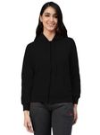 Lyra Women's Cotton Fleece Relaxed Fit Zipper Hoodie (Black, Large)