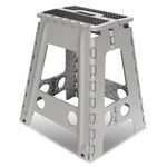 ASAB Folding Step Stool Non-Slip Plastic Foldable Heavy Duty Footstool 150kg Load Capacity Portable & Lightweight Footstep with Carrying Handle for Kitchen Bathroom and Outdoor Garden (Light Grey, L)