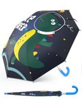 ANYCHO Kids Umbrella for Boys and Girls, 3D Cartoon Lightweight Small Umbrella for Kids with Pinch-Proof Design for Baby, Waterproof & Windproof, Easy to Open and Close for Children, Mini Portable Durable for Rain or Sun Protection - Starry Blue (Dinosaur)
