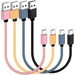 SUMPK Short USB C Cable 20cm 4 Packs, 3A Fast Charging USB 2.0 Data Transfer to Type C Phone Charger Cord Nylon Braided Compatible with Samsung Galaxy S10 S9, Pixel 3, LG V30, Charging Station