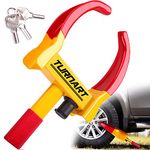 Turnart Heavy Duty Wheel Lock Universal Security Trailer Wheel Locks Wheel Anti Theft for Car ATV SUV Trailer Motorcycle Great Deterrent Bright Red/Yellow with 3 Keys (Red-Yellow)