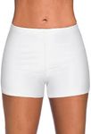 Yonique Womens Swim Shorts Solid Tankini Bottoms Swimsuit Bottoms, 03 White, Medium