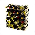 Classic 30 Bottle Pine Wood and Black Metal Wine Rack Ready Assembled