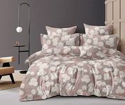 THE HOME STYLE Super Soft Glace Cotton King Size AC Comforter II Blanket II Duvet for Double Bed with 1 Flat Bedsheet and 2 PiIIow Cover, 350TC (Amber Blossom) (4PC Comforter Set)
