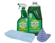 Simple Green Concentrated All-Purpose Cleaner, 22 oz Spray Bottle and 67.6 oz Refill with Plastic Collapsible Funnel and 2 Microfiber Cloths, 14x14 in (Bundle kit)