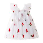 TTYAOVO Baby Girl Dress Cherry Print Toddler Tulle Dresses Size 80(12 Months, 1960 White)