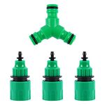 kungfu Mall Garden Water Hose Quick Connector Kits 1 PC Three-way connector Water diverter Snap On Hose Splitter + 3 PCS 3/8 Micro Hose Connector