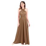 Womens Sexy Convertible Multi Way Wrap Transformer Solid Cocktail Off Shoulder Wedding Bridesmaid Evening Long Maxi Dress Floor Length Bandage Pageant Prom Ball Gowns Brown S