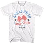 Rocky T Shirt Apollo Creed The Master of Disaster Adult Short Sleeve Vintage Style Graphic Tees, White, Large