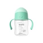 Evorie Tritan Weighted Straw Sippy Cup with Handles for Baby and Toddlers 6 months up, 200mL Leakproof Soft Silicone Straw first Infant Water Bottle (Mint)