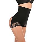 Vorcy Women Tummy Control Body Shaper High Waisted Butt Lifter Boyshorts Control Knickers Slimming Shapewear Black