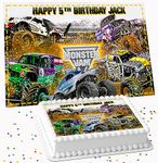 MONSTER TRUCK PERSONALISED BIRTHDAY PARTY ICING EDIBLE COSTCO CAKE TOPPER DECORATION R2-851