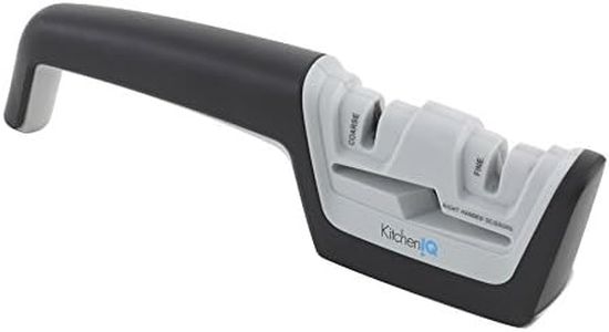 Kitchen IQ Diamond Pro Pull-Thru Knife and Scissor Sharpener,White/Black