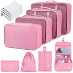 12 Set Packing Cubes for Suitcases, Various Sizes Packing Organizer Bags Set for Travel Accessories Luggage Carry On, BESBESME Travel Essentials for Clothes Shoes Cosmetics Toiletries, Pink