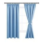 DWCN Blackout Curtains for Bedroom Thermal Insulated Curtain with Tiebacks Pencil Pleat Curtains for Living Room 46 x 54 inch Length, Light Blue, 2 Panels