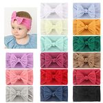 15 PACK Stretchy Soft Nylon Headbands Hair Bands Bows Knotted Headwraps Hair Bows Accessories for Kids Toddler Infant Newborn Baby Girls