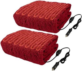 Stalwart Heated Car Blanket 2-Pack - 12V Heated Blanket for Car, RV or Camping - 57x39” Portable Electric Travel Throw - 2 Heat Levels - Tailgating Essentials (Red)