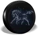 Wheel Tire Cover Spare Car Tire Cover 15 Inch White Fire Horse Universal Tire Cover Wheel Protector Waterproof Dust-proof UV Sun Tire Cover Fit for RV SUV Trailer,Car Wheel Accessories Tyre Cover