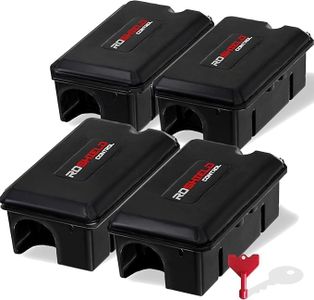 Roshield Compact Rodent Bait Stations for Rats & Mice, Tamper-Resistant, Reusable, Durable, Weatherproof & Safe for Indoor & Outdoor Use, Secure Lock & Metal Rod for Pest Management (4 Pack, Empty)