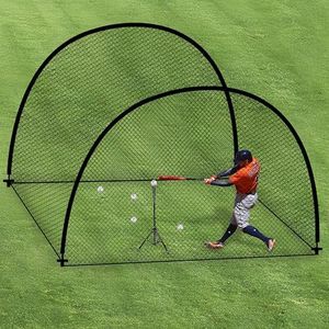 Hazacl Baseball Batting Cage for Backyard, Softball Cage Batting Net Portable with Carrying Bag Detachable Door with Hitting Target for Batting Training Pitching Practice (11 ft)