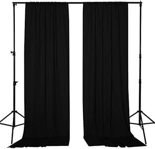 StangH Black Backdrop Curtains for Parties - 10 ft Curtain Drapes for Partition Room Dividers Curtains Waterproof Home Theater Studio Backgrounds Wedding Stage Stand Panels, 2 Panels